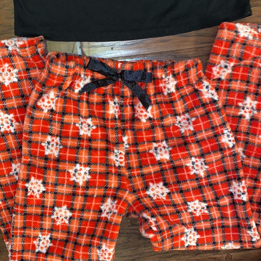 Red & black warm & coat longsleeve top flannel plant snowflake pants pajamas 7/8 - Picture 3 of 7